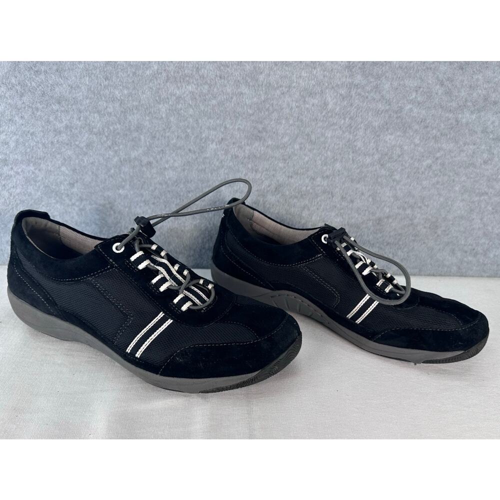 Dansko Women's sz 41 Helen Sneakers Black Suede White Stripe Casual Comfort Walk - Picture 10 of 14